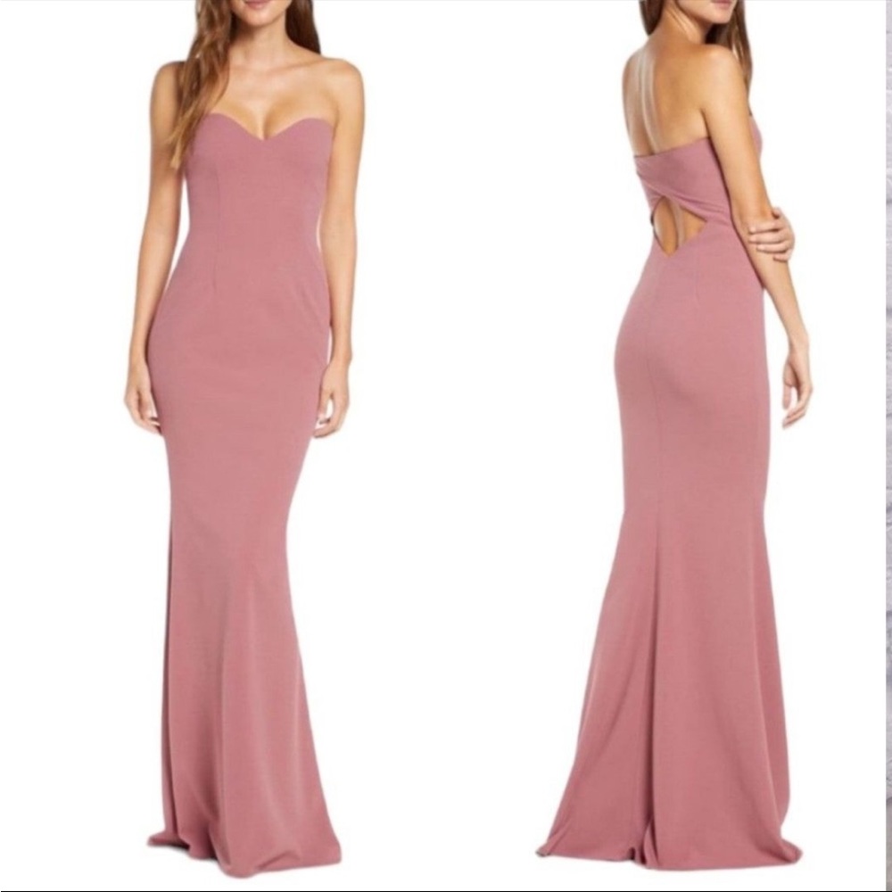 NWT Katie May Mulberry Myra Strapless Back Cut Out Maxi Dress Medium Reg. $295